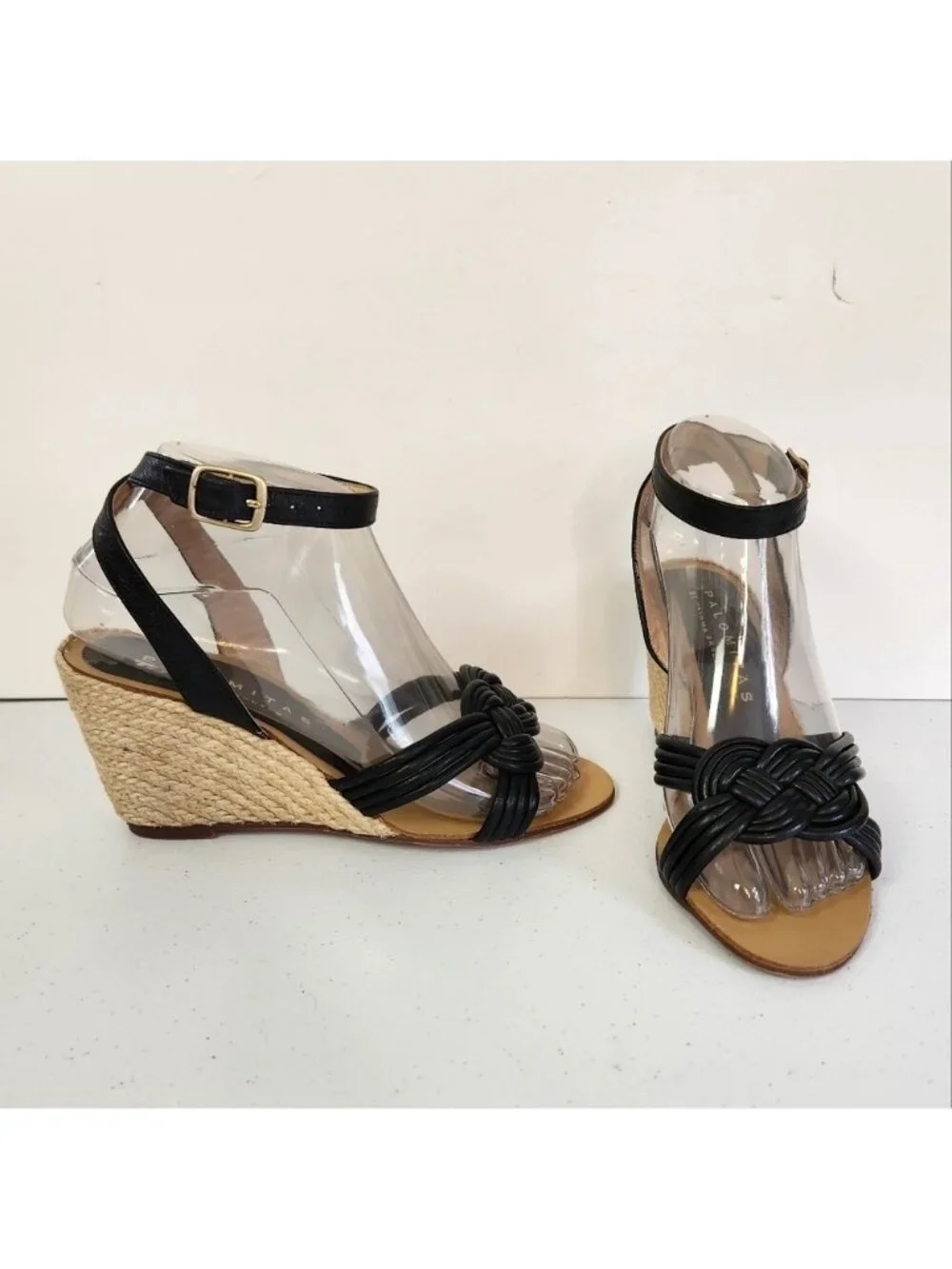Palomitas by Paloma Barcelo Black Knot Sandals Shoes Wedge Heels Open Toe 36 6